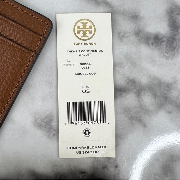 Tory Burch Large Thea Zip Continental Wallet & ID Holder Case In Moose Brown - Picture 12 of 12